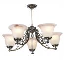 5 Light Pendant in Antique Brass with Glass Shades - DISCONTINUED