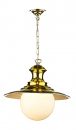 Large Polished Brass Station Lamp with Opal Glass ID