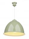 Olive Green Metal Single Pendant with White Interior ID