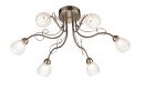 Antique Brass and Glass Semi Flush 6 Light - DISCONTINUED