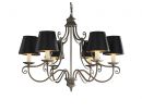 Aged Brass 6 Light Pendant with Black/Gold Shades - DISCONTINUED