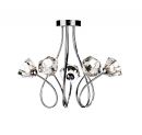 Polished Chrome 5 Arm Semi-Flush Ceiling Light with Glass Shades - DISCONTINUED