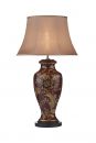 Red/Gold Table Lamp with Mink Faux Silk Shade - DISCONTINUED