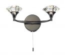Black Chrome Double Wall Bracket with Crystal Glass Shades ID