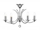 Polished Chrome 5 Arm Dual Mount Ceiling Light with Crystal Glass ID