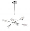 Satin Chrome 6 Arm Ceiling Pendant with Glass Shades - DISCONTINUED