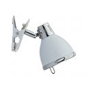 Single Head White and Chrome Clip On Lamp ID