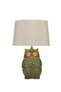 Green Owl Table Lamp complete with Cream Shade - DISCONTINUED