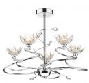 Polished Chrome and Flower Glass 5 Light Semi Flush Fitting - DISCONTINUED