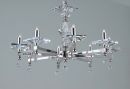 8 Arm Nickel Finish and Chunky Cut Glass Chandelier ID