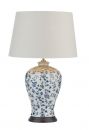 Blue Flower Ceramic Table Lamp complete with Cream Shade - DISCONTINUED