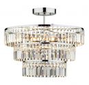 Polished Chrome and Faceted Crystal Glass Tiered Semi Flush ID