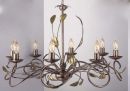 Brown Italian 8 arm ceiling light with green and gold decoration ID 