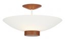 Tanned Leather Effect Semi Flush Uplighter With Alabaster Glass ID