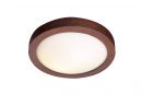 A Tanned Leather Effect Flush Ceiling Light With Opal Glass ID