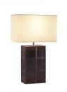 A Brown Faux Leather Effect Table Lamp Complete with Cotton Shade ID