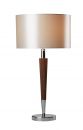 Polished Chrome and Wood Table Lamp with Cream Shade ID
