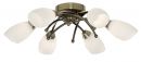 Antique Brass 6 Arm Ceiling Light with Frosted Glass ID