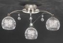 Satin Nickel Three Arm Ceiling Light with Crystal Drops ID