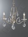 Satin Nickel 3 Arm Chandelier with Crystal Drops ID