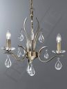 Bronze Finish 3 Arm Chandelier with Crystal Drops ID