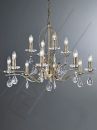Bronze Finish 12 Arm Chandelier with Crystal Drops ID