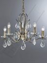 Bronze Finish 5 Arm Chandelier with Crystal Drops ID