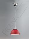Satin Nickel and Red/White Glass Small Single Pendant ID