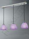 Satin Nickel and White/Lilac Glass 3 Light Pendant Bar - DISCONTINUED