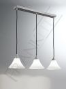Satin Nickel and White Glass 3 Light Pendant Bar - DISCONTINUED