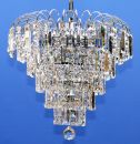 Ceiling chandelier in chrome dressed with square crystal drops ID
