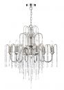 Polished Nickel 6 Light Chandelier with Crystal Beads ID 