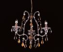 Rustic Bronze and Amber Crystal 3 Arm Chandelier ID