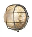 Solid Brass Round Exterior Wall Light in an Antique Brass Finish ID