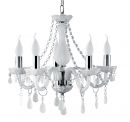 White Frosted Glass and Chrome Chandelier with 5 Arms - DISCONTINUED