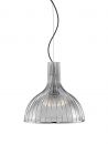Stylish Single Ceiling Pendant with a Clear Ribbed Glass - DISCONTINUED