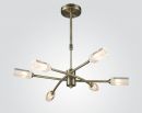 Antique Brass 6 Arm Ceiling Pendant with Glass Shades - DISCONTINUED