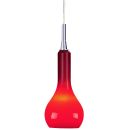 Compact Red Glass Single Pendant with Chrome Detail ID