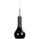 Compact Black Glass Single Pendant with Chrome Detail ID