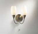 Double arm wall light in antique brass with opal glass - DISCONTINUED