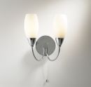 Double arm wall light in chrome with opal glass - DISCONTINUED  
