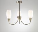 Antique brass and white glass 3 arm semi flush ceiling light - DISCONTINUED