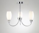 Chrome and white glass 3 arm semi flush ceiling light - DISCONTINUED