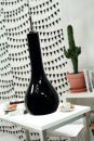 Large Black Glass Single Pendant with Chrome Detail ID 1