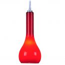 Large Red Glass Single Pendant with Chrome Detail ID