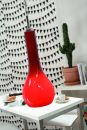 Large Red Glass Single Pendant with Chrome Detail ID 1
