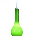 Large Green Glass Single Pendant with Chrome Detail ID