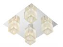 Chrome ceiling light with etched square glass shades - DISCONTINUED