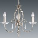 Polished Nickel 3 Arm Chandelier with Crystal Drops ID