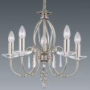 Polished Nickel 5 Arm Chandelier with Crystal Drops ID